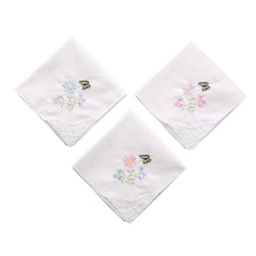 Ladies Cotton Embroidery Handkerchiefs Womens Soft Solid Candy Color Flower