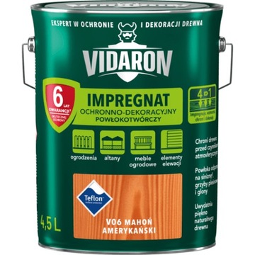 VIDARON IMPREGNAT DO DREWNA MAHOŃ AMERYKAŃSKI 4,5L