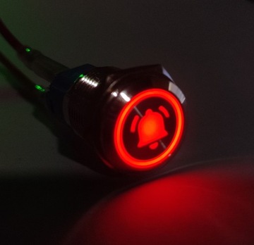 Przycisk podświetlany dzwonek 1 16mm LED 12V 24V SPDT On-On hermetyczny Mo