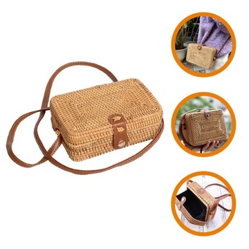 Сумка из ротанга Корзины для хранения Сумка Кожаный ремешок