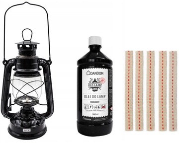 LAMPA NAFTOWA Z KNOTEM+ OLEJ 0,5L+ZAPAS. KNOT 5szt