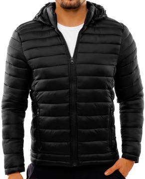 KURTKA MĘSKA PRZEJŚCIOWA PIKOWANA KAPTUR JAKOŚĆ