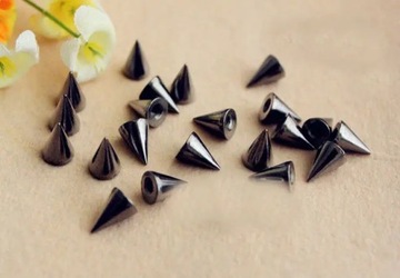 50sets/Lot 7*10mm Gun-Black Punk Rock Screwback Bullet Spikes And Studs