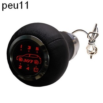 PEUGEOT gałka skóra naturalna podświetlenie LED 206 306 406 207 307 407