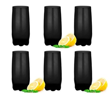 6x CZARNA SZKLANKA 350 ml, DO WODY, DRINKÓW, SOKÓW