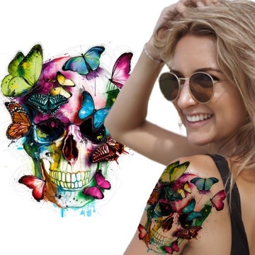 TATUAŻ ZMYWALNY TYMCZASOWY MOTYL 21x15 CZASZKA