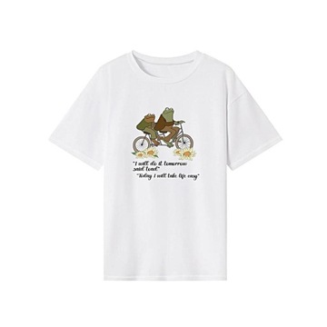 T-shirt damski Prosty, codzienny kostium Modna koszulka podstawowa z okrągłym dekoltem L