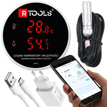 TERMOHIGROMETR WiFi 3m App Tuya SmartLife WILGOTNOŚĆ TEMPERATURA -40 +120°C