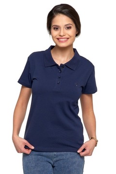 KOSZULKA POLO DAMSKA BAWEŁNIANA MORAJ PREMIUM T-SHIRT POLÓWKA GRANATOWA