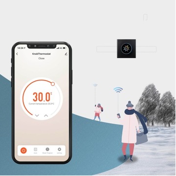 Умный термостат WIFI ручка электрический пол с подогревом 16А черный RU
