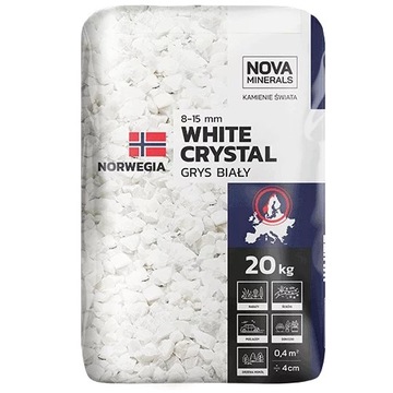 Grys krystliczno-biały WHITE CRYSTAL 8-15mm 20 kg