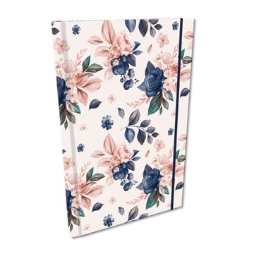 Elegancki Notes Notatnik z gumką A5 192str w kratkę Soft Touch KWIATY RÓŻE