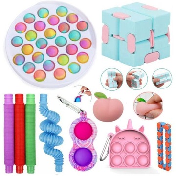 ZESTAW FIDGET TOY PUSH BUBBLE SIMPLE DIMPLE 10 SZT