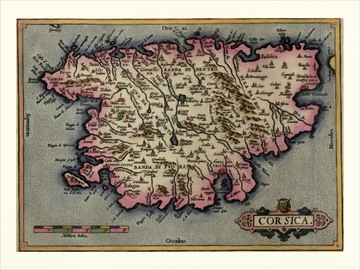 KORSYKA WŁOCHY MAPA 30x40cm 1592r. M52