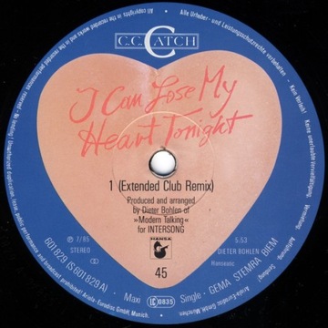 К.С. Catch – I Can Lose My Heart Tonight (Extended Club Remix) – EX