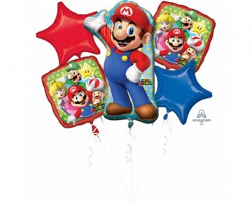BUKIET BALONÓW FOLIOWYCH MARIO BROS 5SZT