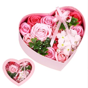 FLOWER BOX KWIATY MYDLANE RÓŻE SERCE NA PREZENT
