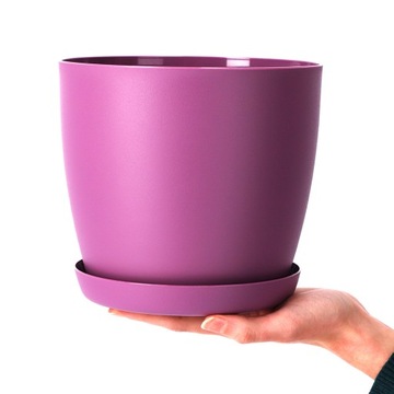 КРЫШКА НА ЦВЕТОЧНЫЙ ВАЗ 16см ЦВЕТОЧНЫЙ ГОРШОК С ПОДСТАВКОЙ ФИОЛЕТОВЫЙ ДЛЯ ГОСТИНОЙ