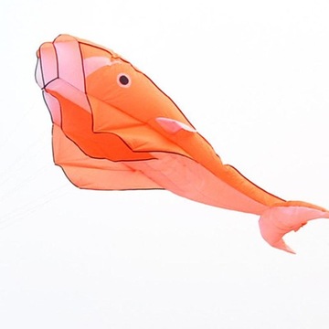 Бескаркасный мягкий парафойл оранжевый дельфин