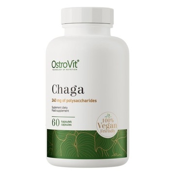 OstroVit Grzyb Chaga VEGE 60 caps Ekstrakt HUBA BRZOZOWA Błyskoporek 600 mg