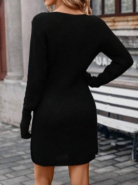 SHEIN Frenchy Sukienka swetrowa z gipiurową koronką S