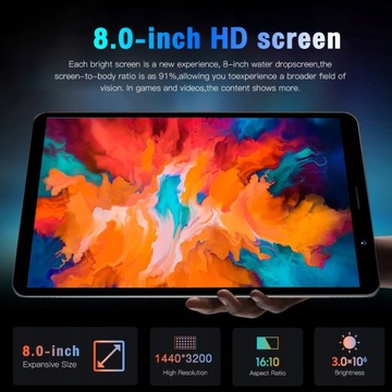 Планшет 8,0 дюйма Android 10 5G SIM WiFi GPS1 16 ТБ Tab14, синий, Android