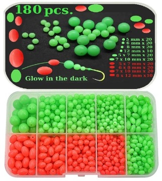 SURFCASTING KORALIKI FOSFORYZUJĄCE DO BUDOWY PRZYNĘT 5 -12 mm 180 szt.