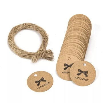 Etykieta Tekturowa Ze Sznurkiem Handmade 10 szt.