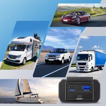 Автомобильная зарядная панель 12-24В с QC 3.0 + PD 3.0 для автомобилей