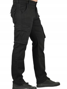 Spodnie Męskie Bojówki Czarne EVIN jeans W 35