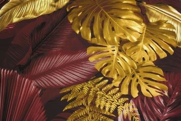 MATERIAŁ NA ZASŁONY DX 65 PAPROĆ MONSTERA ZŁOTE
