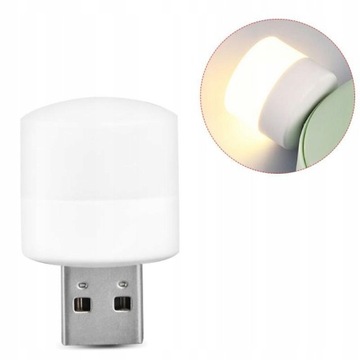 LAMPKA LED MINI OKRĄGŁA USB LED 5V 1W ŚWIATŁO BIAŁE NATURALNE OŚWIETLENIE