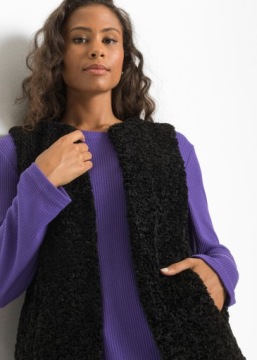 ЖИЛЕТ ЖЕНСКИЙ ПЛЮШЕВЫЙ BONPRIX, ЧЕРНЫЙ, размер 50 Y454123