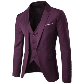 3pc Men Purple Suit (Jacket+Pants+Vest) Brand Slim