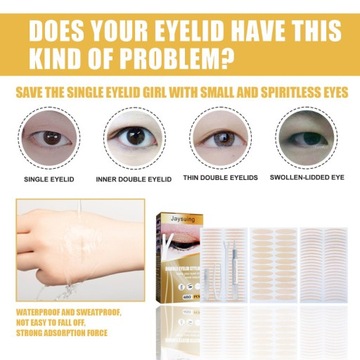 Невидимая наклейка на двойное веко, самоклеющаяся, водонепроницаемая, прочная