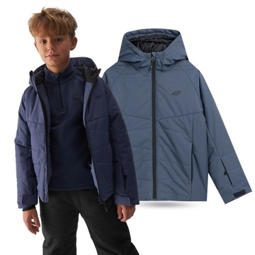 KURTKA ZIMOWA CHŁOPIĘCA 4F JUNIOR NARCIARSKA Z KAPTUREM CIEPŁA AW23M298