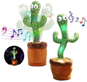 КАКТУС ТАНЦУЕТ, ПОВТОРИТ, ПОЕТ + LED ИГРУШКА 35см