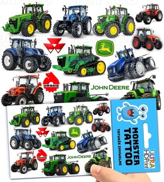 TATUAŻE ZMYWALNE TYMCZASOWE DLA DZIECI DZIECIĘCE TRAKTORY WZORY ORYGINALNE