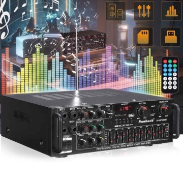 Bluetooth Stereo Zesilovač S Dálkovým Ovládáním Fm Amp 600WX2 Zesilovač