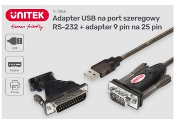 АДАПТЕР USB-RS232 UNITEK + DB25M