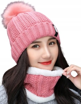 Теплый женский зимний комплект, шапка-утеплитель на шею