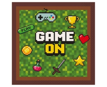 Серветки паперові GAME ON пікселі 1-99 геймерські creeper PAD на день народження 20