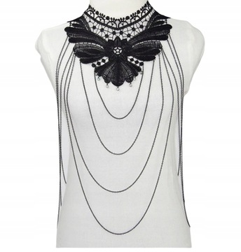 BIŻUTERIA RETRO OZDOBA CIAŁO ŁAŃCUSZEK KORONKA v1