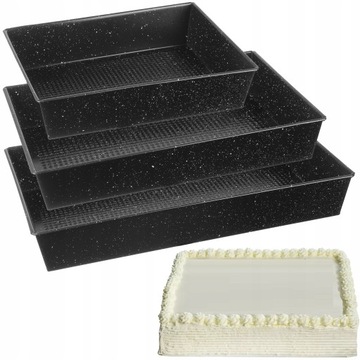 FORMA BLACHA DO PIECZENIA CIASTA BLASZKA BLACHY ZESTAW XXL NON STICK 3 szt.