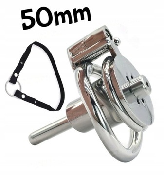 Klatka na penisa INVERTED CHASTITY CAGE Stalowy pas cnoty + Pasek