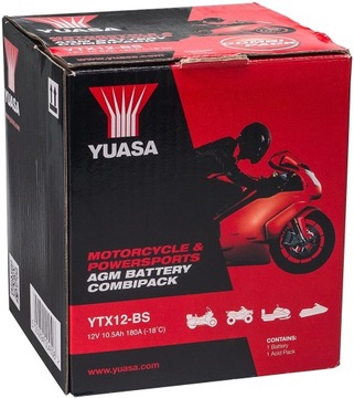 AKUMULATOR MOTOCYKLOWY YUASA YTX12-BS 10.5AH 180A NAJNOWSZY MODEL