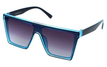 Okulary Damskie z Polaryzacją Niebieskie Oversize Geometryczne Revers UV400