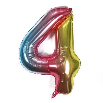 BALON FOLIOWY CYFRA 4 KOLOROWY TĘCZOWY DUŻY XXL 100cm