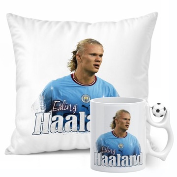 Zestaw Kubek Piłkarski + Poduszka Haaland Manchester City