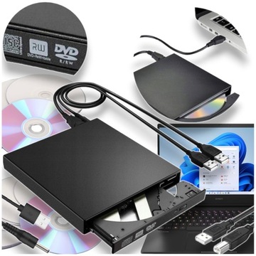 NAPĘD CD-R/DVD-ROM/RW ZEWNĘTRZNY USB 3.0 NAGRYWARKA PRZENOŚNY ODTWARZACZ